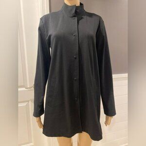 EILEEN FISHER Woman’s Size XS /TP Black Snap Front Long Lightweight Jacket